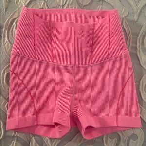 Aerie High Waist Ribbed Shorts in Pink